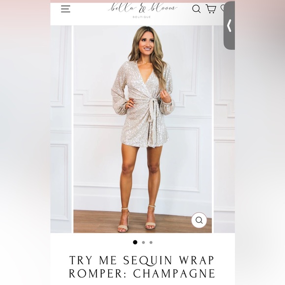 Gold Sequence Romper Dress - Picture 1 of 6